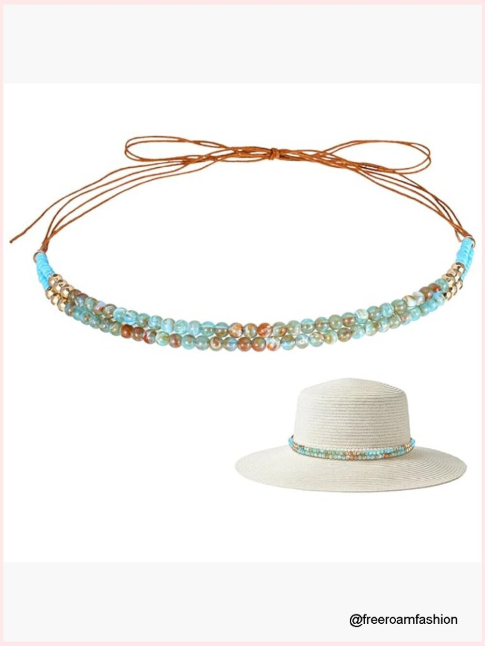 Handmade Western Cowboy Hat Band - Adjustable Beaded Belt for Hats